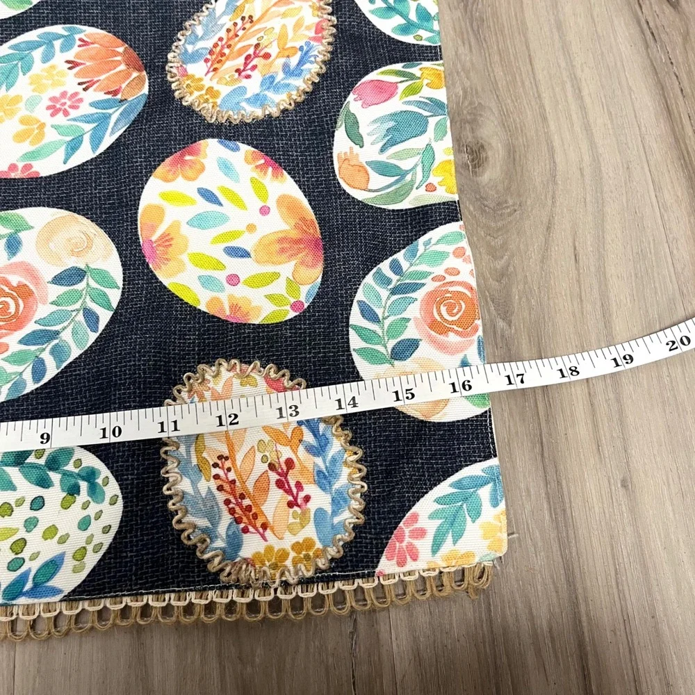 Tabitha Webb Navy Blue Floral Easter Egg Print‎ Table Runner